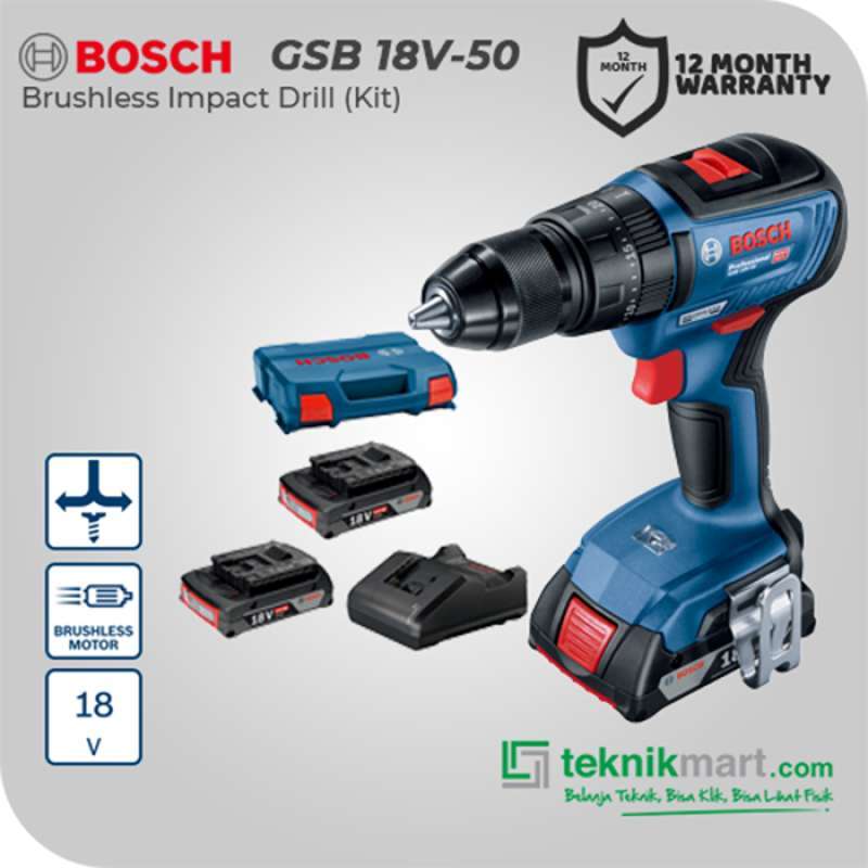 Jual Bosch Gsb 18v-50 18volt Brushless Impact Drill Bor Impact