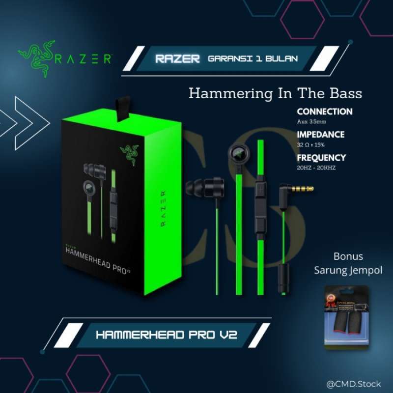 HEADSET RAZER HAMMERHEAD PRO V2 PROFESSIONAL GAMING EARPHONE IN EAR