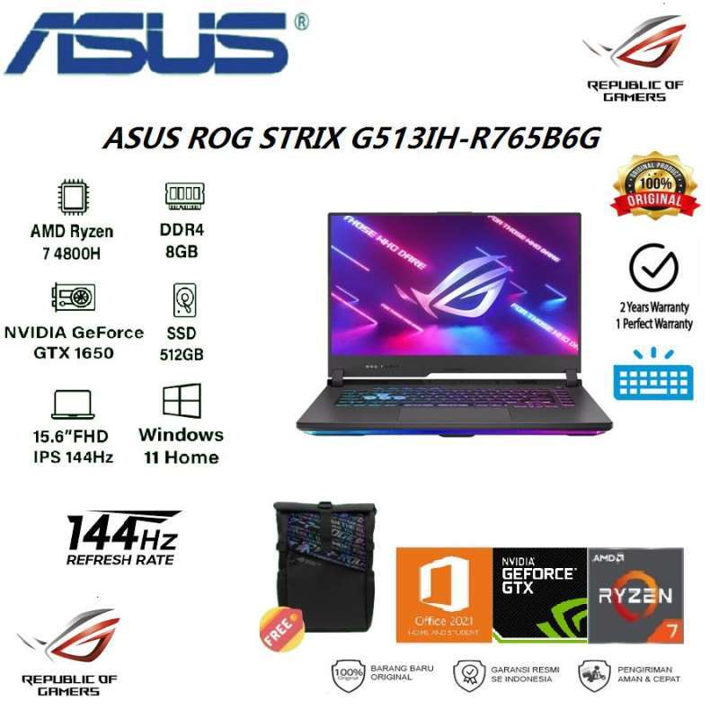 ASUS Rog Strix G513IH-R765B6T-O RYZEN 7-4800H 8GB 512GB GTX1650 4GB