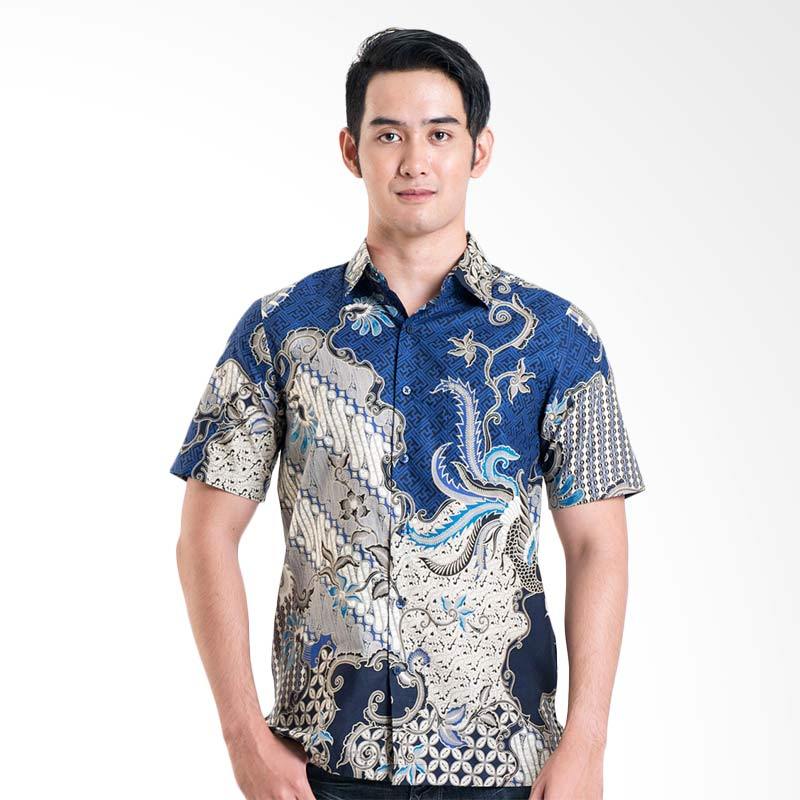 Batik Solo 16-027A (P1)-27 Short Sleeve Cotton Shirt - Blue