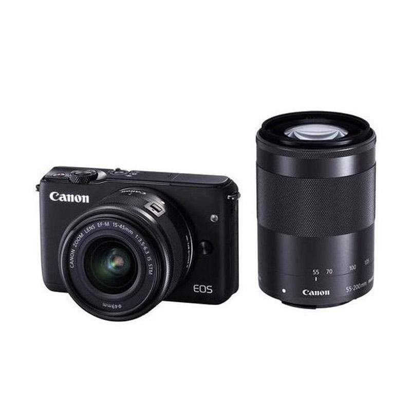 Canon EOS M3 Kit 15-45mm IS STM + Canon 55-200 IS STM Kamera Mirrorless - Black + Free LCD Screen Guard