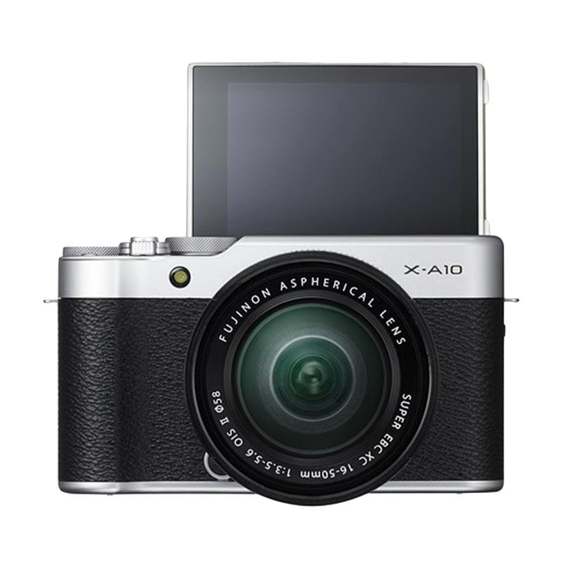 Fujifilm X-A10 Kit 16-50mm Kamera Mirrorless - Silver [16 MP] Bonus SDHC 16GB class 10 Silver