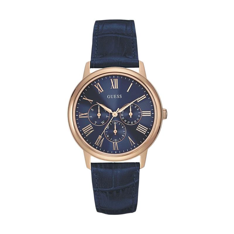 Guess Wafer Leather Jam Tangan Pria W0496G4 - Blue Rose Gold