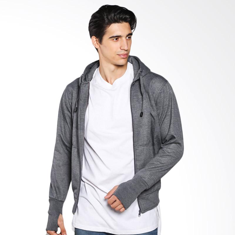 VM ZIP Polos Zipper Hoodie Fleece Korean Jaket - Dark Grey