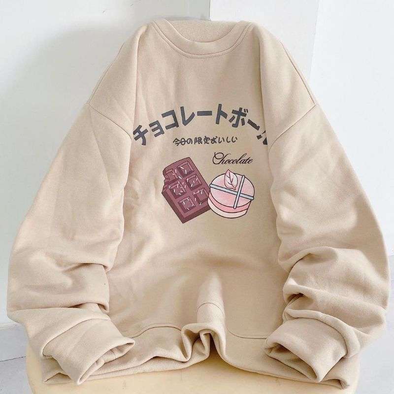 ALL SIZE FIT XXL SWEATER CHOCOLATE CREWNECK PAKAIAN NITA SWEATER