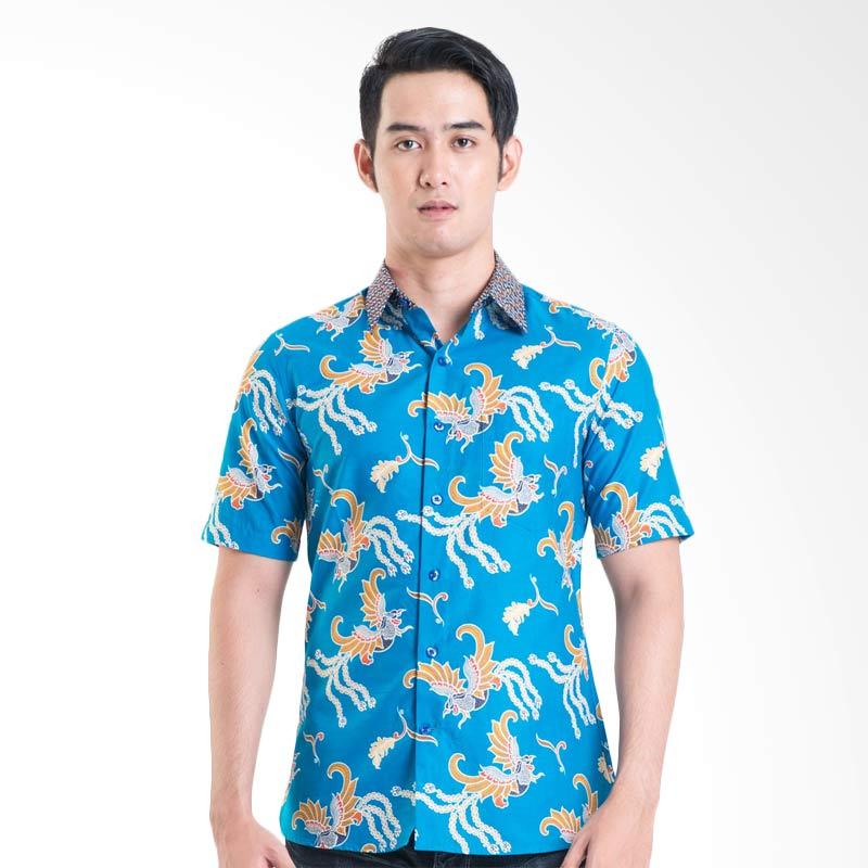 Batik Solo 16-029A (P1)-29 Short Sleeve Cotton Shirt - Blue