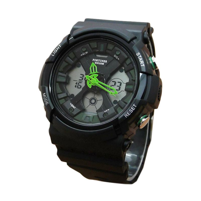 Fortuner FR766 Dual Time Jam Tangan Pria - Hitam Hijau water resistant