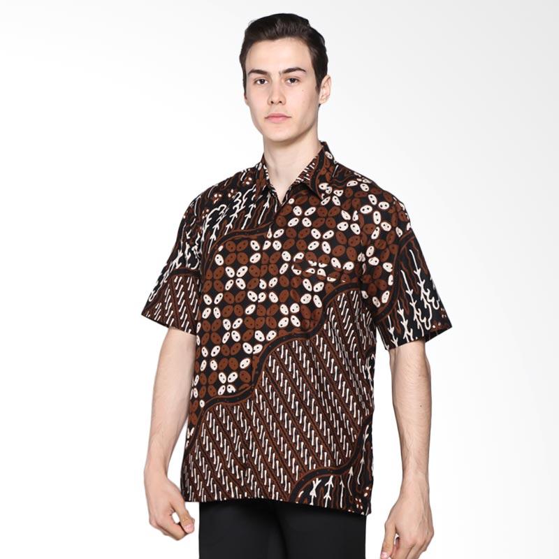 Batik Rengganis Sogan Pola AD Kemeja Pria - Coklat