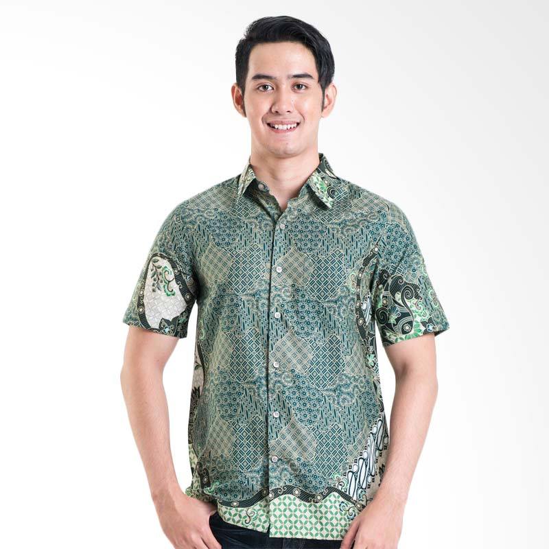 Batik Solo 16-031A (P1)-31 Short Sleeve Cotton Shirt - Green