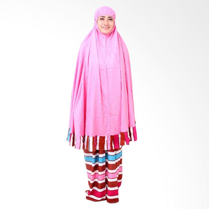 Batik Distro BA7953 Mukena Wanita Jumbo Garis - Pink