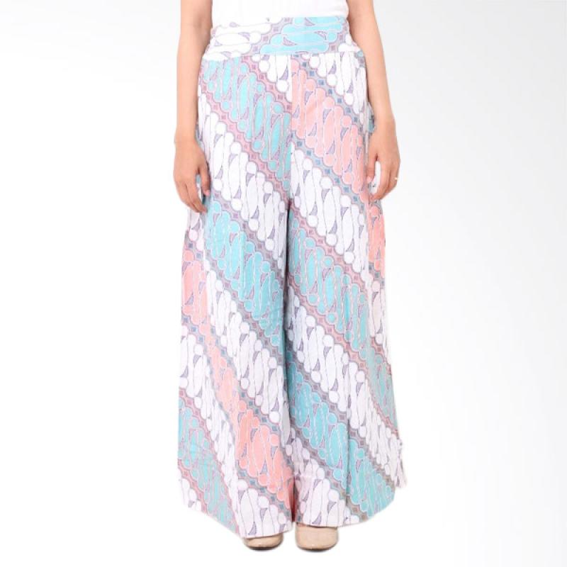Batik Distro R1191 Celana Wanita Kerut Panjang - Biru