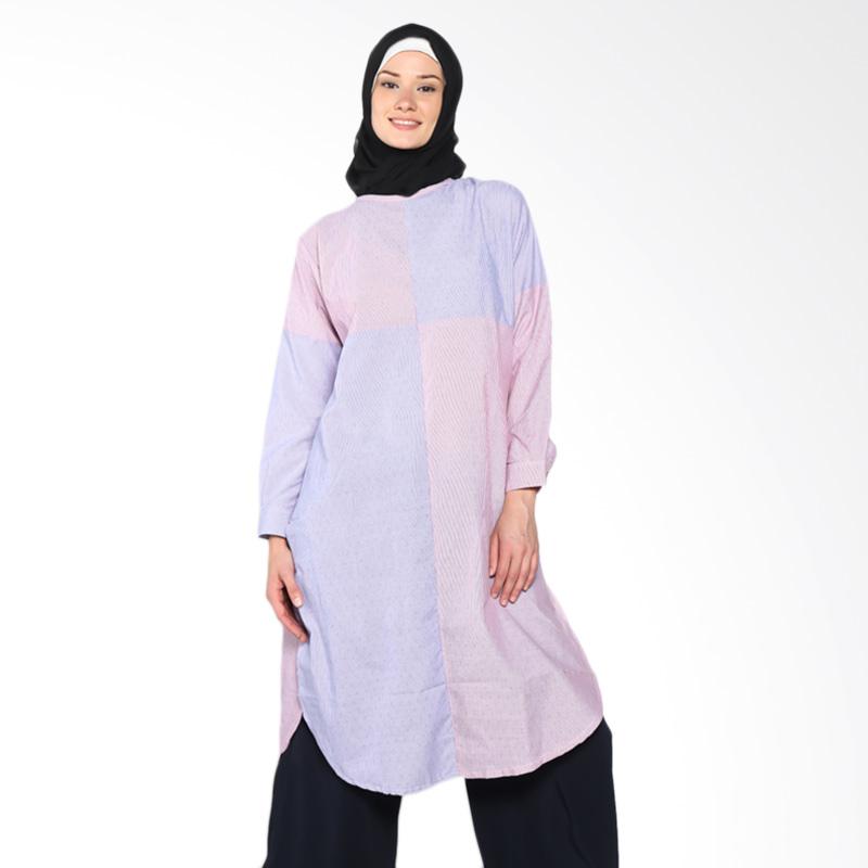 Chick Shop CO-72-01-PiB Cross Leaf Tunic Muslim - Pink Blue