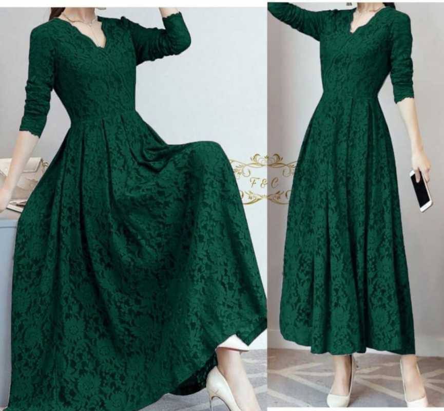 Jual Maxi Long Dress Brukat Fashion 
