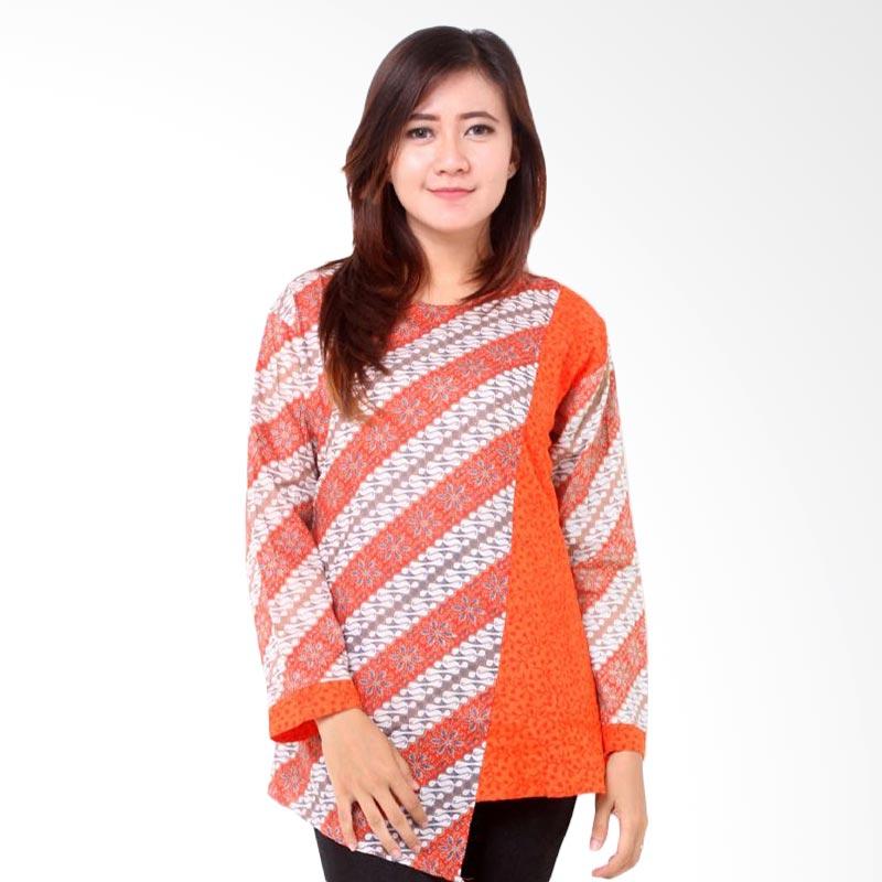 Batik Distro BA8090 Embos Panjang Blus Wanita - Orange