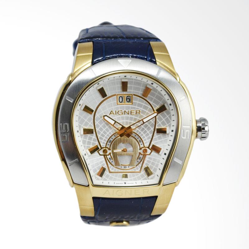 Aigner Palermo Leather Jam Tangan Pria - Blue Silver Gold [A58102]