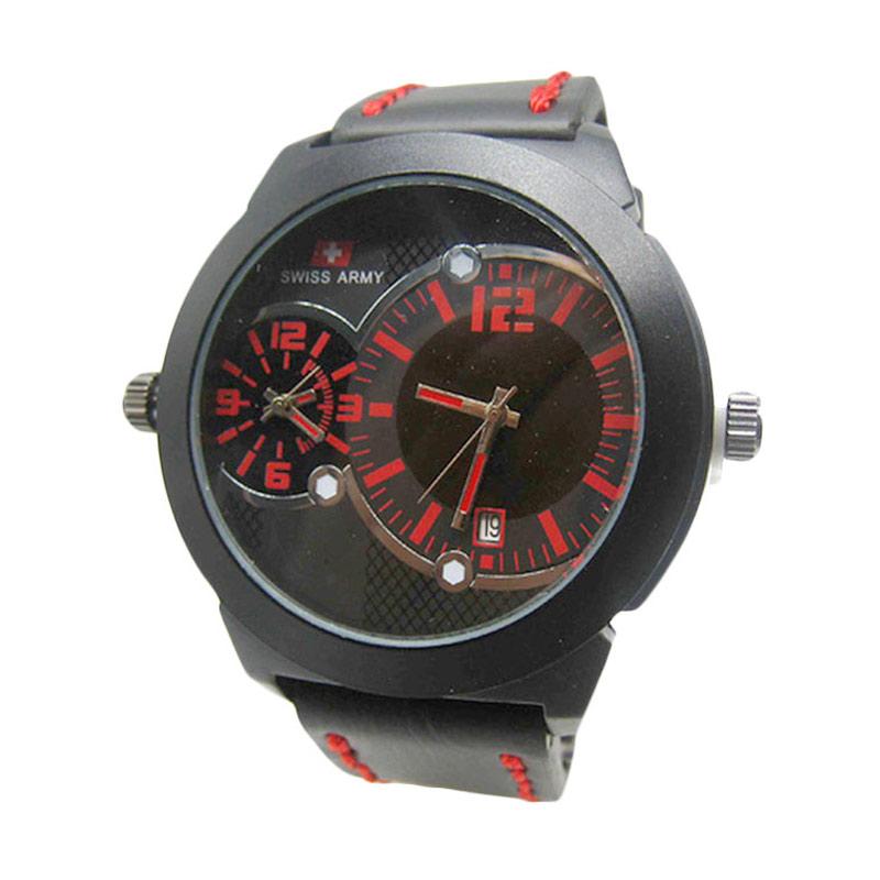 Swiss Army SA654AD Dual Time Jam Tangan Pria - Black Red
