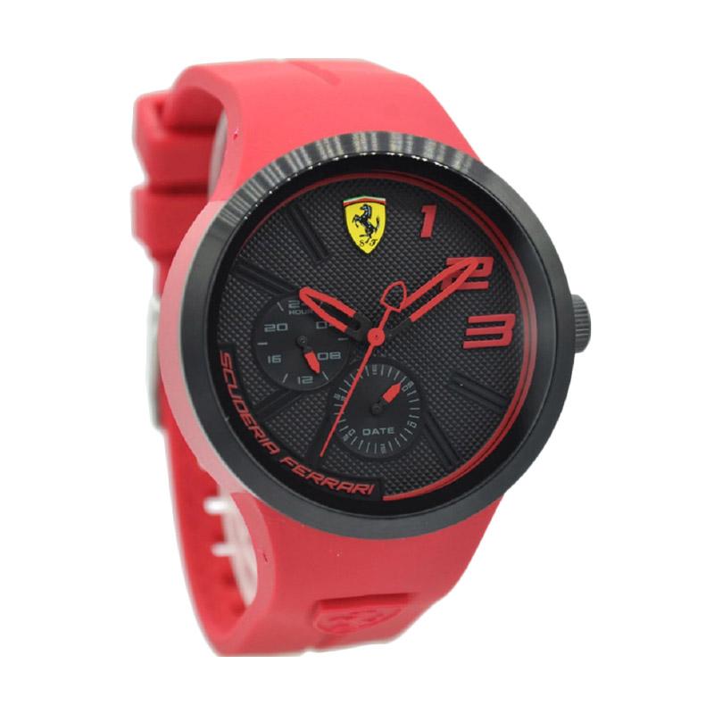 Ferrari Rubber Strap Jam Tangan Pria - Merah Plat Hitam 0830396