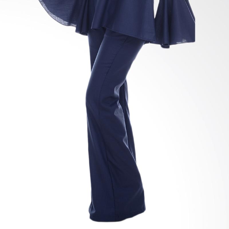 Cotton Bee Khaira Flared Pants Celana Wanita - Navy Blue