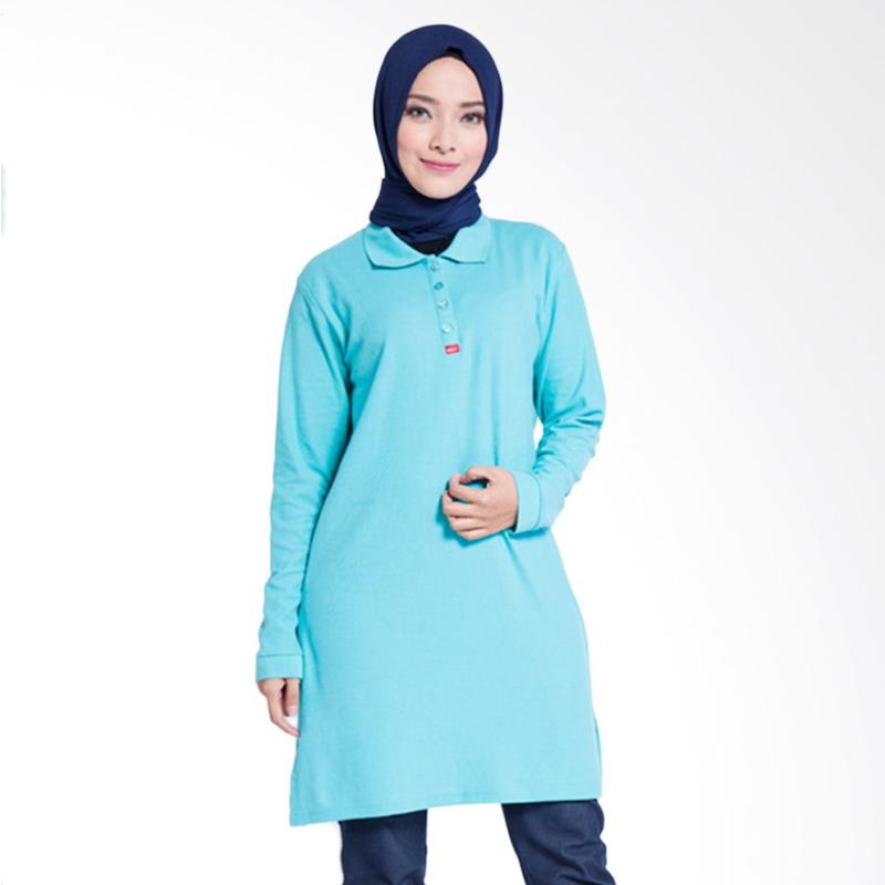 Dauky Long Polo Shirt Atasan Muslim Wanita - Light Blue