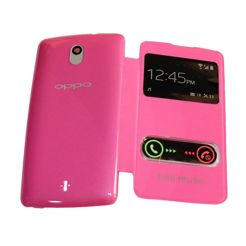 Jual Oppo Flipcover Sview Casing For Oppo Find Muse R821 Pink Online Mei 2021 Blibli