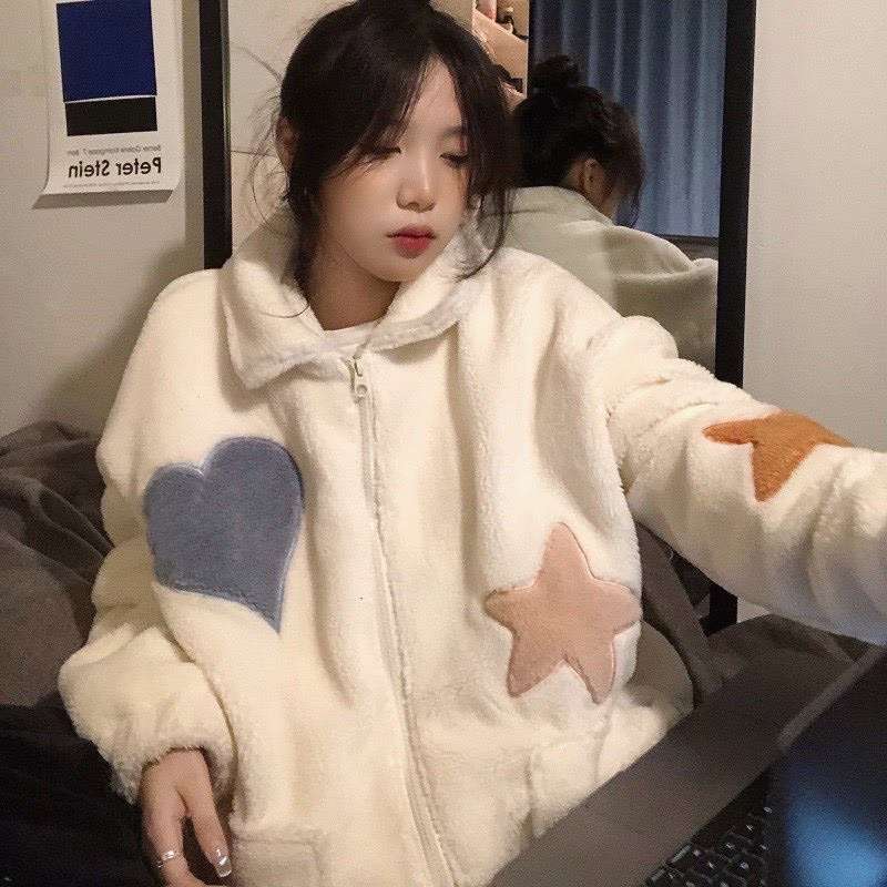 Fluffy star jacket top