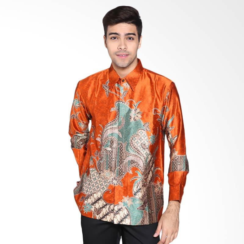 Batik Waskito Long Sleeve Silk KB 14461 Shirt - Orange