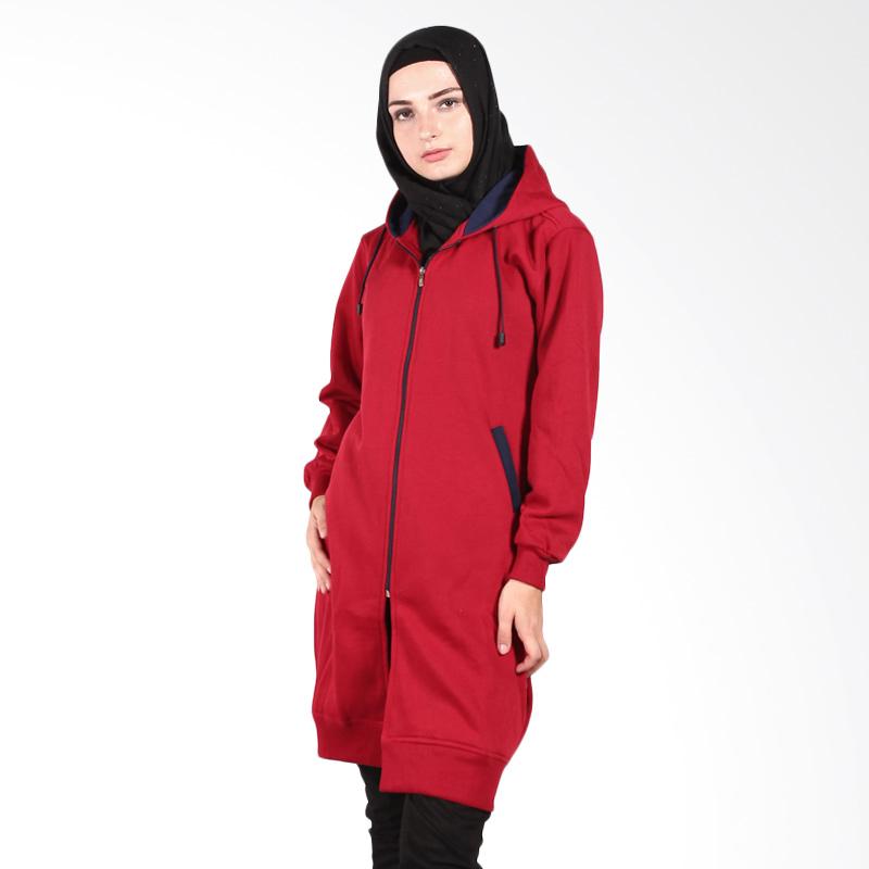 Hijacket Outwear HJ024 Jaket Muslim Wanita - Navy Maroon