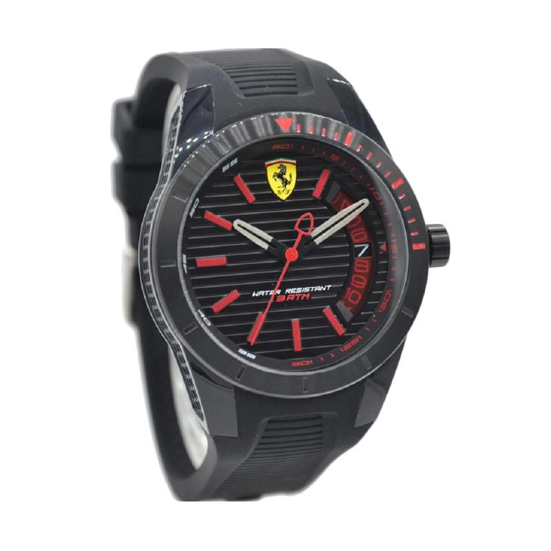 Ferrari Rubber Strap Jam Tangan Pria - Hitam Jarum Merah 0830428