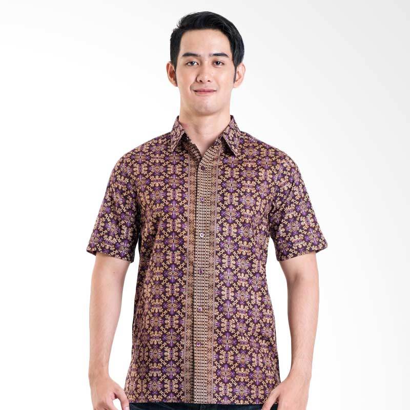 Batik Solo 16-014A (P1)-14 Short Sleeve Cotton Shirt - Purple