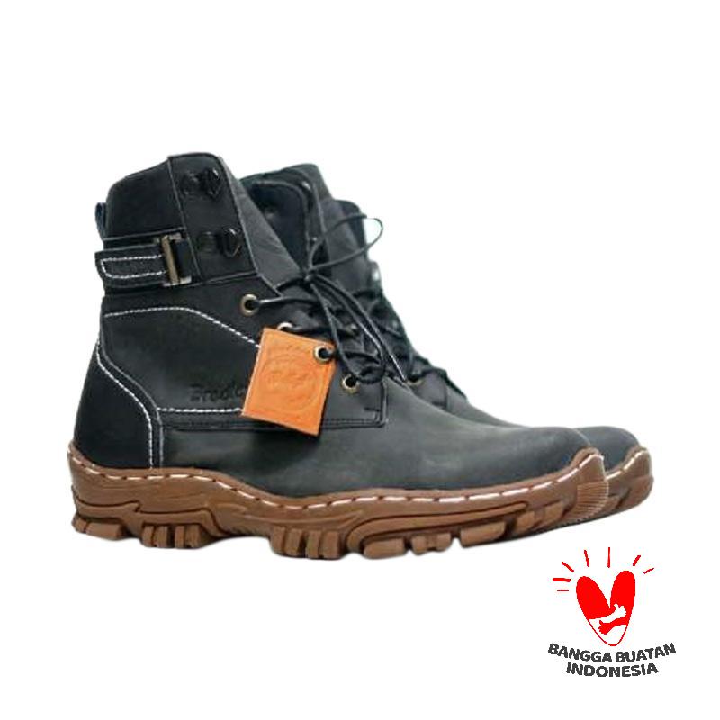 Handmade Bradley Aragon Safety Pull Up Sepatu Boots - Black