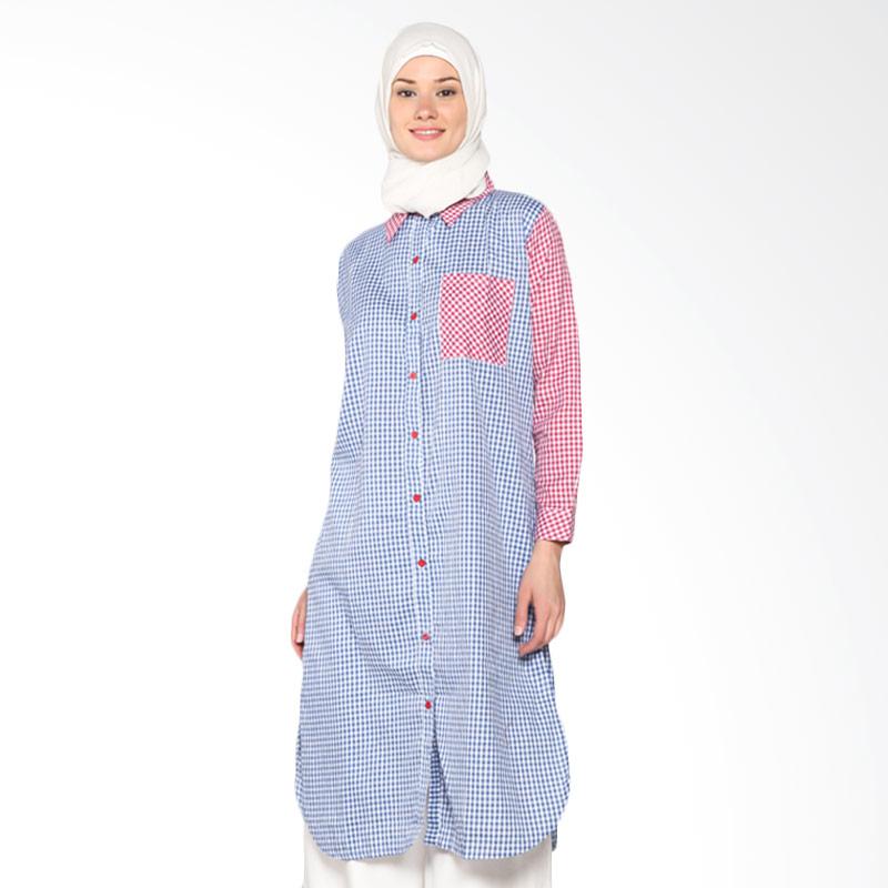 Chick Shop Simple Long Shirt CO-59-01-BM Baju Moslem - Blue Red
