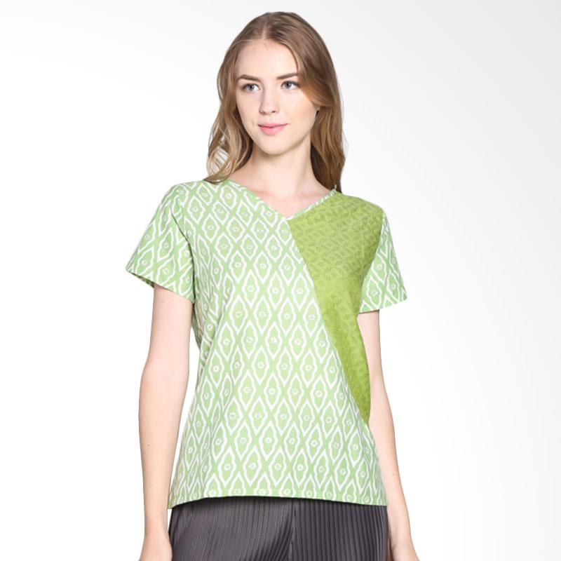 Blossom Light Green Geometric Batik Blouse 1 Accept - Green