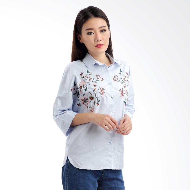 MKY Clothing Colorful Flower Embroidery Shirt