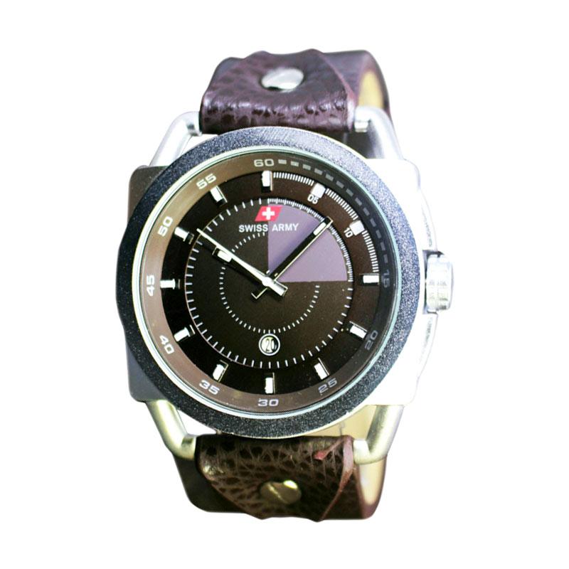 Harga Swiss Army Jam Tangan Pria SA0017M Body Silver List Abu Source · tali kulit hitam
