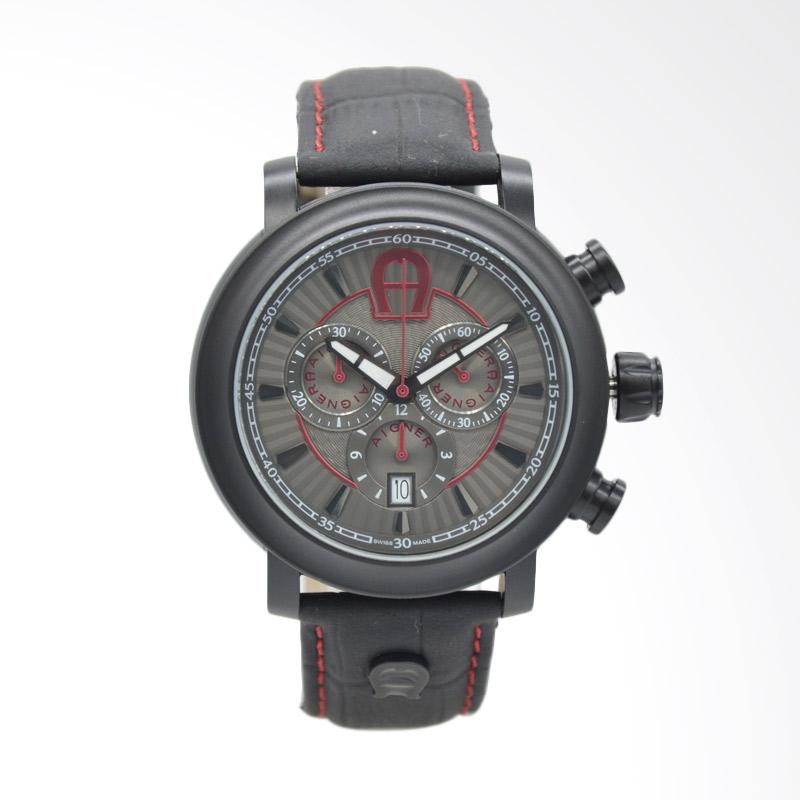 Aigner Bari Leather Chronograph Jam Tangan Pria - Black [A37521]