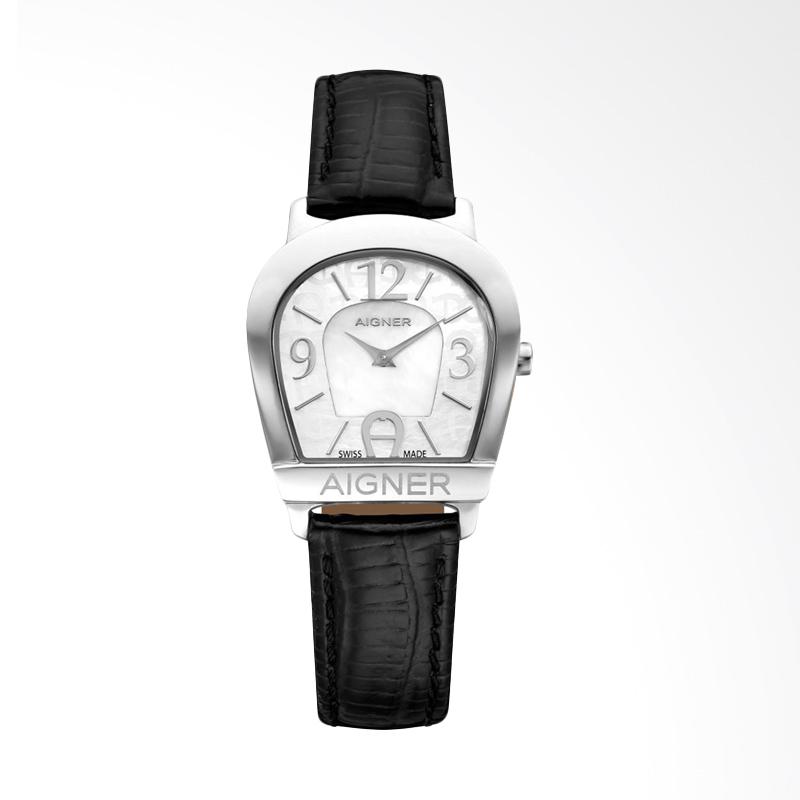 Aigner A32268B Amalfi II Leather Jam Tangan Wanita - Black Silver