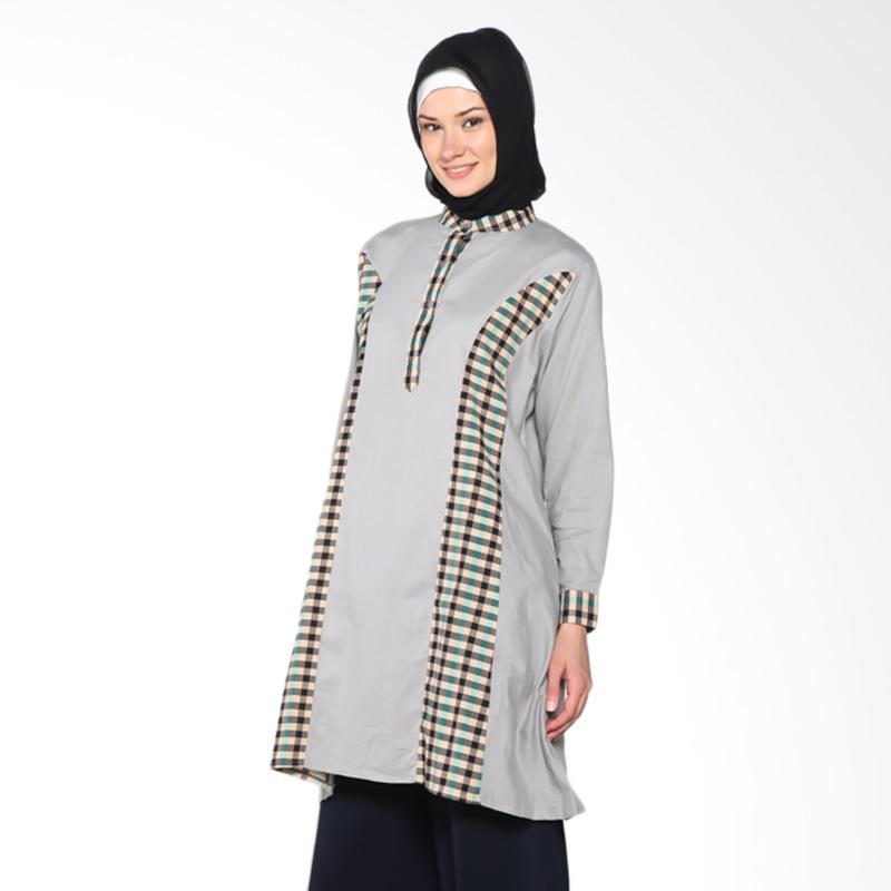 Chick Shop CO-83-01-Am Checkered Tunic Atasan Muslim - Light Grey