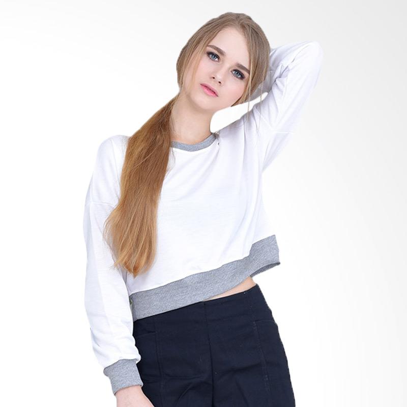 Jfashion Croped T-Shirt Long Sleeve Sweater - Della Putih