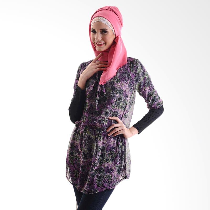 Beyounique Flowery Tunic With Tie Blouse Wanita