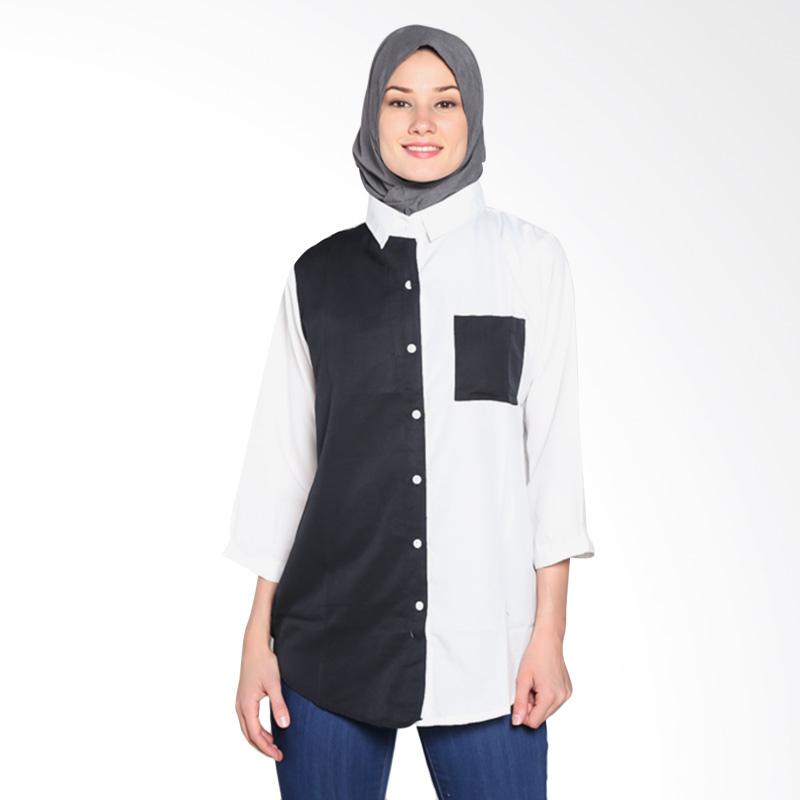 Chick Shop Simple Shirt CO-90-02-PH Tunik Muslim - White Black