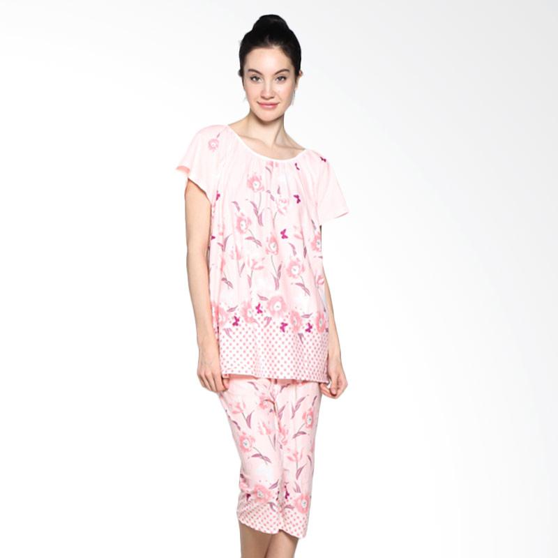 Felancy 078-PA1011 Print Flower Sleepwear Baju Tidur - Rosy Pink