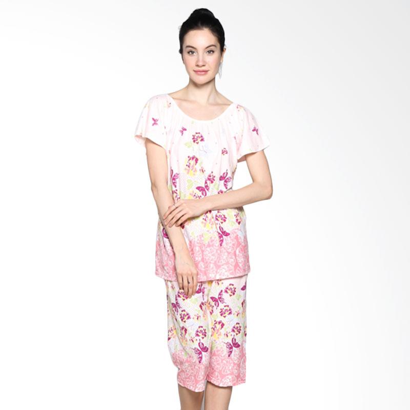 Felancy 078-PA1013 Print Flower Sleepwear Baju Tidur - Rosy Pink