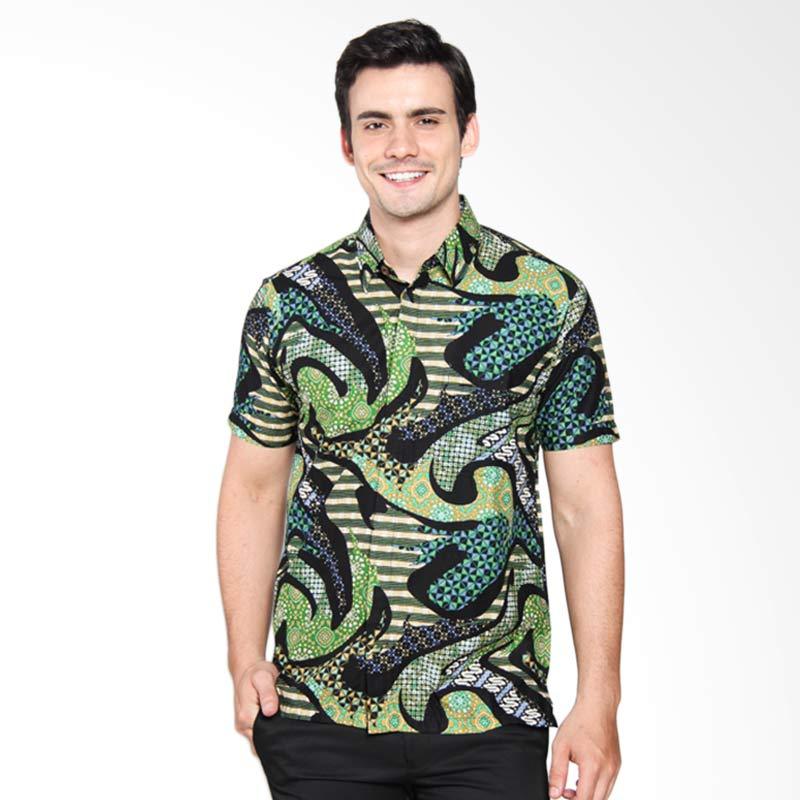 Batik Waskito Cotton Short Sleeve Shirt - Green [HB 1468]