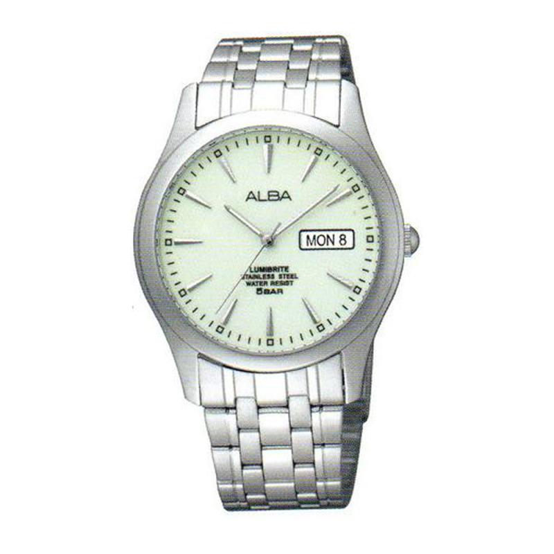 Alba AXND57X1 Analog Quartz Jam Tangan Pria - White Silver