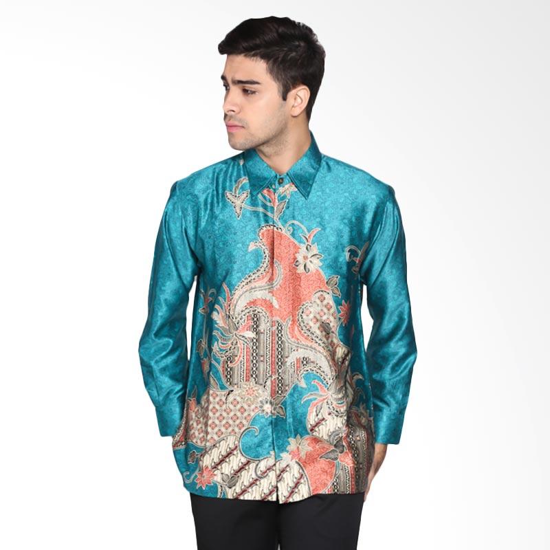 Batik Waskito Long Sleeve Silk KB 14461 Shirt - Torquise