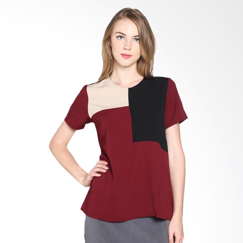 PS Career Color Block PC203CM60060 Blouses and Tunics - Maroon