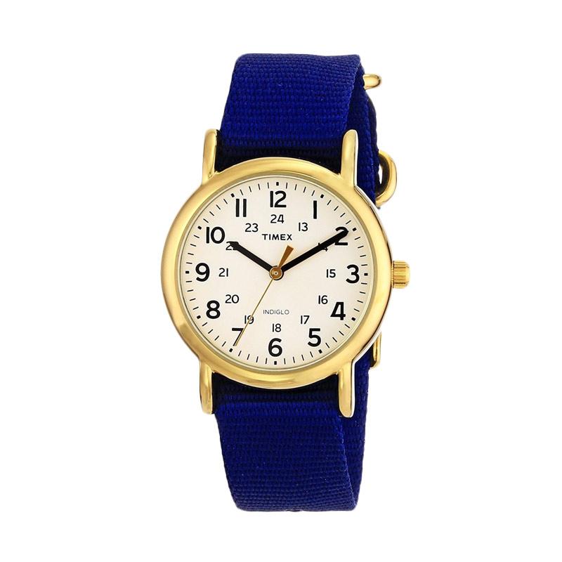 Timex Weekender Nylon Slip Thru Jam Tangan Wanita - Gold Blue