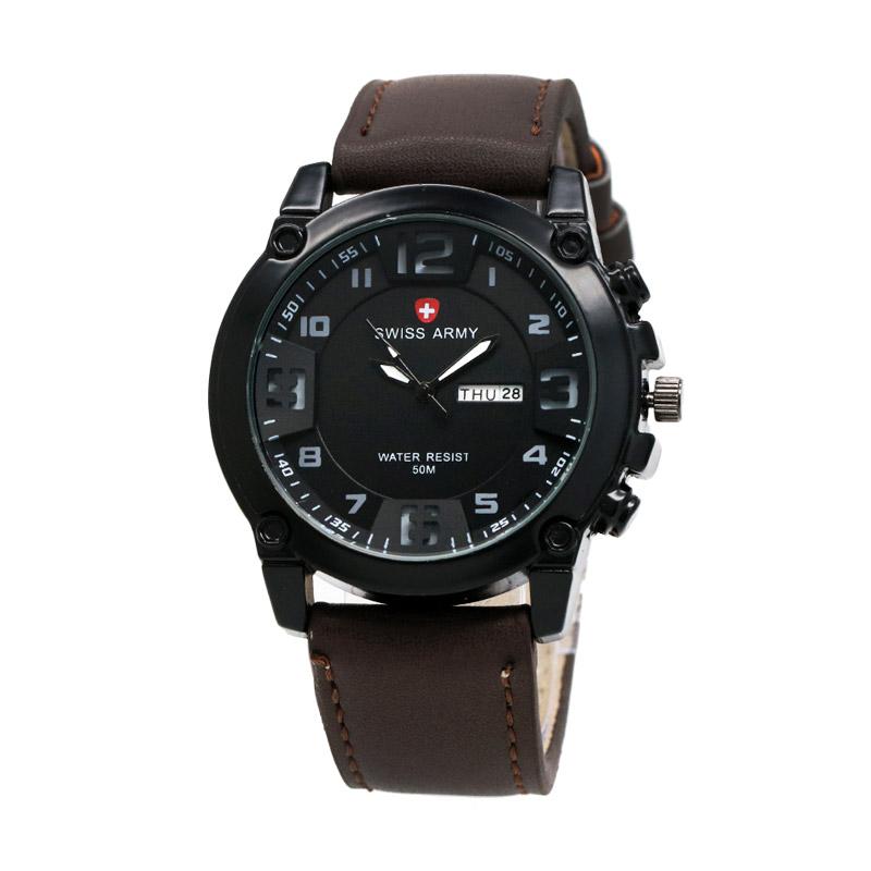 Swiss Army Jam Tangan Pria - Coklat - SA-71436-OIU - Bonus Baterai