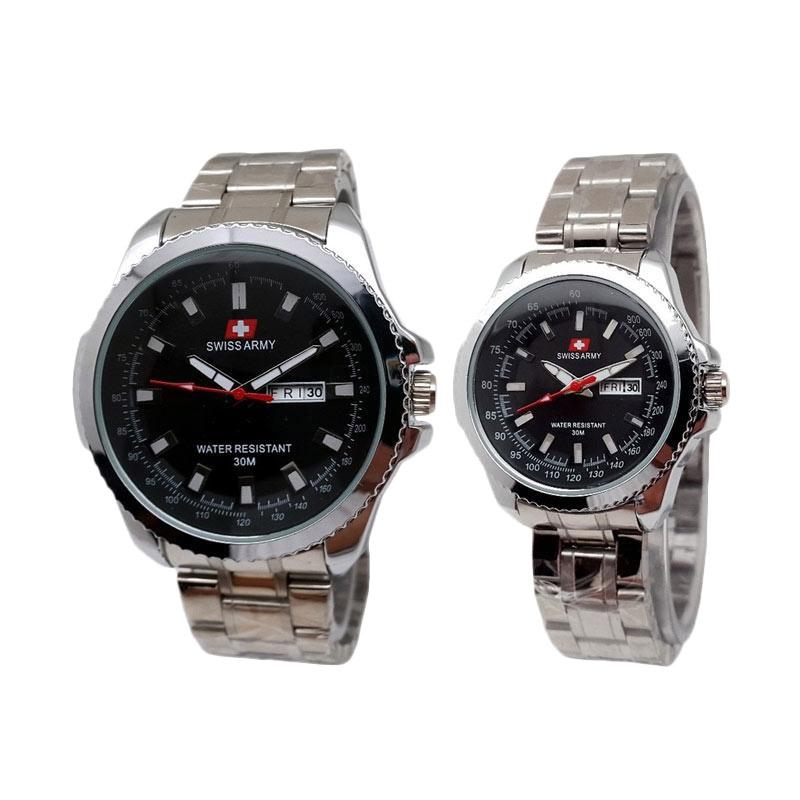 Swiss Army SA 4366AD Couple Watch Jam Tangan - Silver Hitam