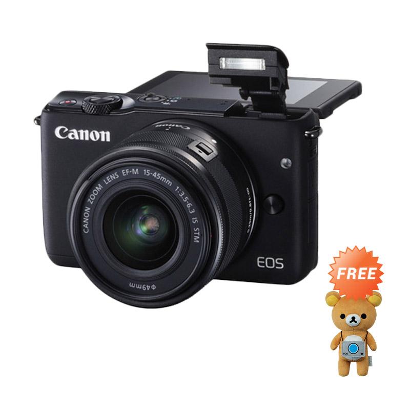 Canon EOS M10 Lensa Kit EF-M15-45mm Kamera Mirrorless - Hitam + Free Boneka Rilakkuma